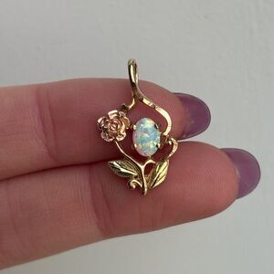 10k Landstrom’s Black Hills Gold Opal and Rose Pendant